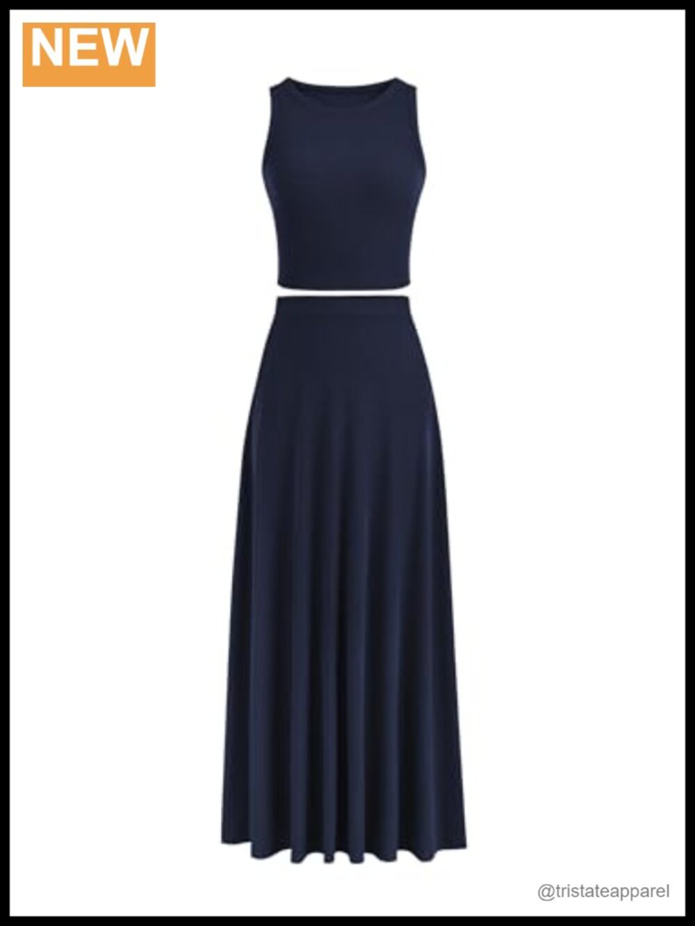 PRETTYGARDEN Women's 2 Piece Skirt Set Knit Crop Top Sleeveless Maxi Skirt